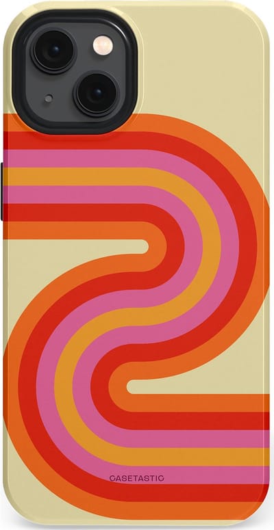 Casetastic hoesje geschikt voor Apple iPhone 13 - MagSafe - Dubbellaagse bescherming - Retro wave - Fashion Case - Zand Rood Oranje Roze