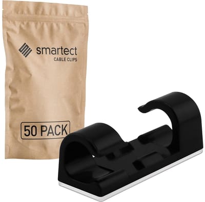 SnelShoppen - Zelfklevende Kabelhouder Zwart [50 Stuks] - Kabelclips voor USB-, Stroom- en Oplaadkabels - Kabel Organizer voor Bureau Kabelbeheer - Mi