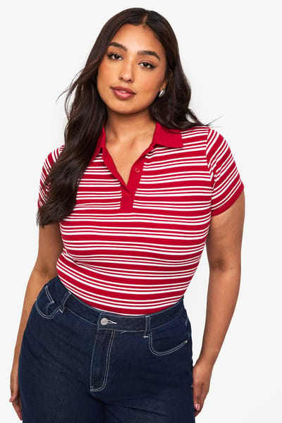 boohoo Dames Top met kraag en aansluitende pasvorm | Rood | Maat: 44