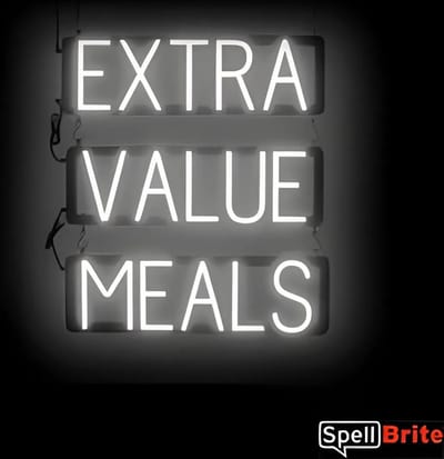 EXTRA VALUE MEALS - Lichtreclame Neon LED bord verlicht | SpellBrite | 53 x 60 cm | 6 Dimstanden - 8 Lichtanimaties | Reclamebord neon verlichting