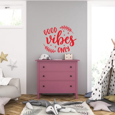 Muursticker - Good Vibes Only - 58 x 68 - Rood