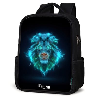 NoBoringSuitcases.com® - Rugzak zwart - Schooltas jongen & meisje - Lichtgevende leeuw - Rugtas voor school - Boekentas kind - Schoolrugzak - Kinderrugzak