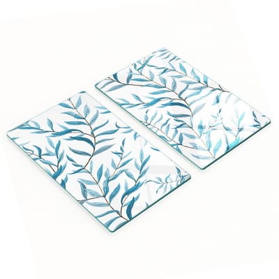 Multifunctionele decoratieve glazen borden met bladprint 2x30x52 cm