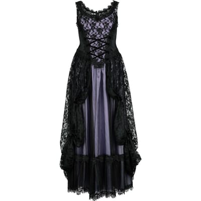Sinister Gothic - Gothic Maxi-jurk - Gothic Longdress - S tot XXL - voor Vrouwen - zwart-lila