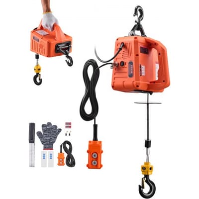 VEVOR Elektrische Lier 700 Kg, 3-In-1 Takel 1500 W, Kabeltakel Met Een Hefhoogte Van 7,6 M, Kabeltreksnelheid 5 M/Min, Met Handmatige, Bedrade en Draadloze Afstandsbediening voor Fabriek, Magazijn en Garage.
