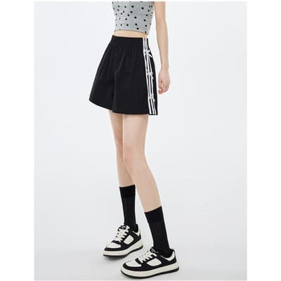 Zwarte strik sportshorts voor dames zomer dun nieuw high-waisted A-lijn afslankend casual vijfpunts broekje M beige