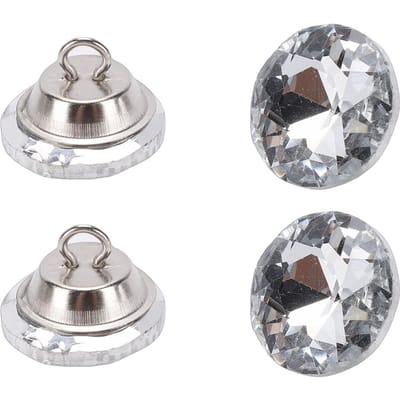 100 Boutons Strass Transparents avec Base Métallique Boutons Ronds Blanc Argenté pour Couture Loisirs Créatifs Fabrication Décoration 20mm