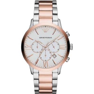 Emporio Armani AR11209 Giovanni Chronograaf Wit Wijzerplaat Herenhorloge 44mm zilver