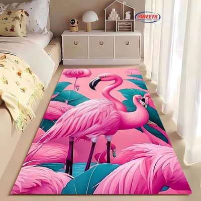 3D Nieuw Binnen Roze Flamingo Groot Tapijt voor Thuis Woonkamer Kinderkamer Sofa Deurmat Keuken Vloer Antislip Decor Kleed 60*90cm