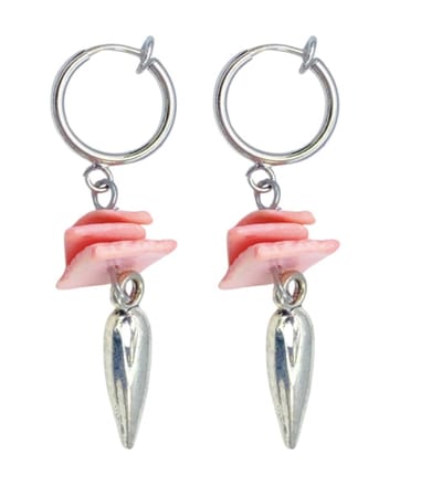 Klem oorbellen -roze -zilverkleur-geen gaatje-Charme bijoux