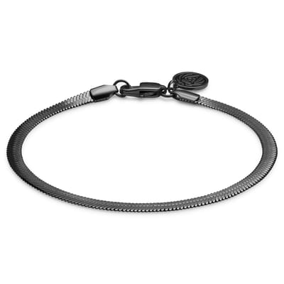 Essentials | 4 mm Gunmetal Zwarte Armband met Visgraatschakels