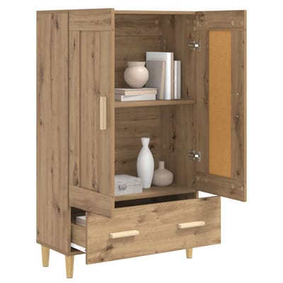 vidaXL - Highboard - Artisanaal - eiken - 70 - x - 31 - x - 115 - cm - Bewerkt - hout