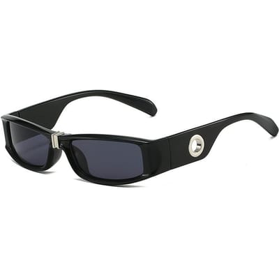 Nieuwe Vierkante Retro Y2k Zonnebrillen Dames Heren UV400 Steampunk Vintage Rechthoekige Brillen Zwart Oculos De Sol black