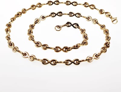 55cm x 6mm Halsketting Dames - Oneindigheids Ketting - Stalen Goudkleur - Infinity Schakelketting