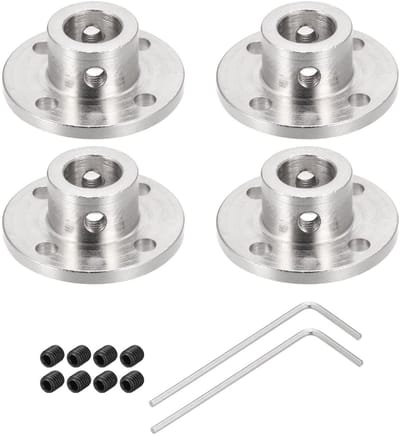 Dailygoods- Flenskoppelingsstekker 10 mm - 4 Stuks - Motorkoppeling - Inclusief 8 Schroeven - Voor Doe-Het-Zelf Stappenmotoren - Stijve Bevestiging - Motorconnector