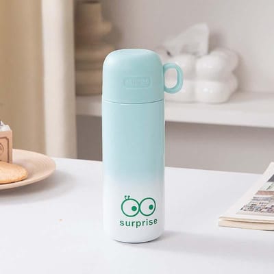 Tasse Thermos en Acier Inoxydable à Dégradé de Haut Niveau d'Apparence Filles Enfants Tasse Portable avec un Couvercle Tasse à Thé à Double Usage 450ml