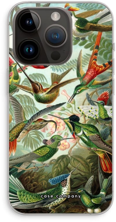 Case Company® - Hoesje geschikt voor iPhone 14 Pro hoesje - Haeckel Trochilidae - Soft Cover Telefoonhoesje - Bescherming aan alle Kanten en Schermrand