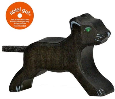 HOLZTIGER Wildernis - Panter Klein - 7X2X6Cm - Houten Figuur - Handgemaakt