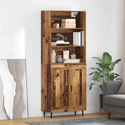 vidaXL - Highboard - 2 - st - Oud - Hout - 69,5 - x - 32,5 - x - 180 - cm - Bewerkt - hout