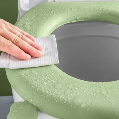 Toilet Seat Warmer Langwerpige Seat Cover - 2 Stuks Gewatteerde Kussen Wasbaar Draagbare Deksel Tank Cover