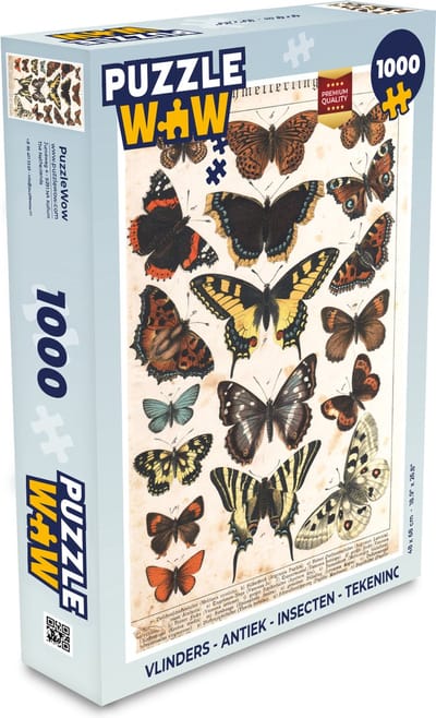 Puzzel Vlinders - Antiek - Insecten - Tekening - Legpuzzel - Puzzel 1000 stukjes volwassenen
