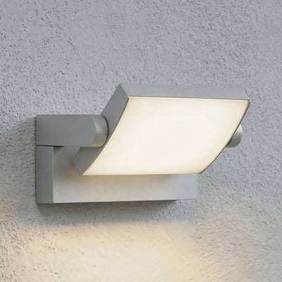 Lindby LED buiten wandlamp Sherin, lichtgrijs, IP54, draaibaar