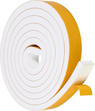 zelfklevend, deurafdichting voor deuren en ramen, 20 mm (B) x 10 mm (D)/2 m (L) schuimband, rubberen afdichting voor botsing, afdichting, geluidsisolatie, wit