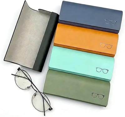 Brillenkoker Hardcase - Set van 4 Stuks - PU-Lederen Brillenetui - Magnetische Sluiting - Anti-Kras & Schokbestendig - Unisex - 15.6 x 6.1 x 3.1 cm - Mix Kleuren