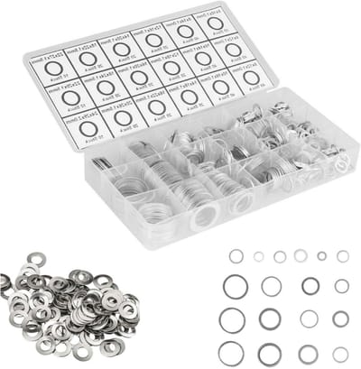 450 stuks multifunctionele cilinderpakking, olieafvoerplugpakking en aluminium afdichtring voor motoronderdelen