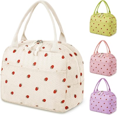 SnelShoppen - Vrouwen Lunch Bag - Geïsoleerde Koeltas van Waterdicht/Olie-Leren Materiaal - Kleine Koeltas voor Reizen, School, Werk, Picknick - Beige