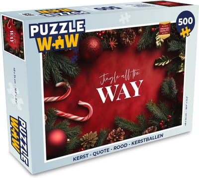 Puzzel Kerst - Quote - Rood - Kerstballen - Legpuzzel - Puzzel 500 stukjes - Kerst - Cadeau - Kerstcadeau voor mannen, vrouwen en kinderen