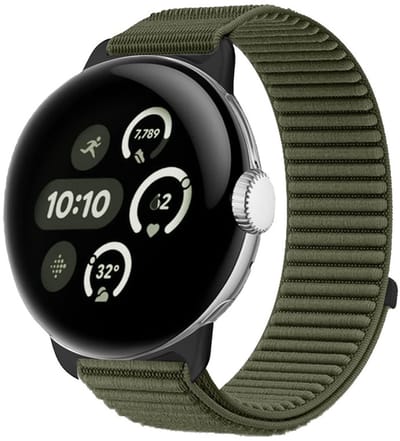 Nylon bandje - geschikt voor Google Pixel Watch 4 (41mm) / Pixel Watch 3 (41mm) / Pixel Watch 2 / Pixel Watch - klittenband sluiting - army groen