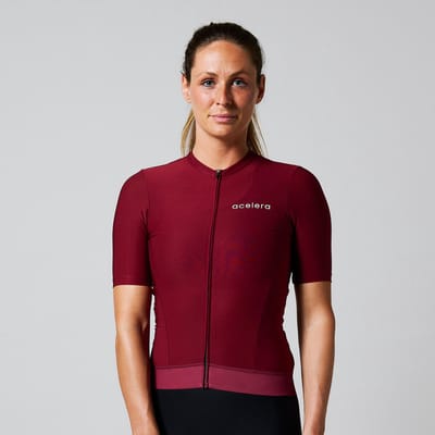 Acelera Essential Wielershirt | Fietsshirt Dames Korte Mouw | Wielrenshirt | Fietskleding | Rood | Maat S