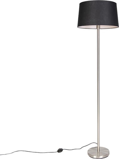 QAZQA simplo - Moderne Vloerlamp | Staande Lamp met kap - 1 lichts - H 1690 mm - Zwart - Woonkamer | Slaapkamer