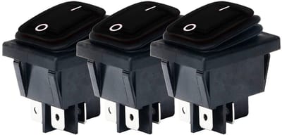 Orbit Electronic Wipschakelaar ON-OFF - 4-pins - 30x22mm - 16A 250V - Spat Waterdicht - KCD4-201-16 - Zwart - 3 stuks