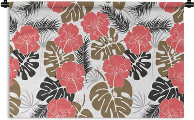 Wandkleed - Wanddoek - Exotische planten - Patronen - Hawaii - 90x60 cm - Wandtapijt