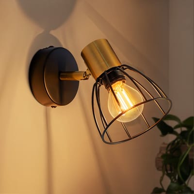 NETTLIFE - Vintage Binnen Wandlamp - Zwart - 1 Lichts - 350° Draaibaar - E14 - Retro Metaal - Wandspot Voor Trap Gang Woonkamer Slaapkamer - Zonder Lamp