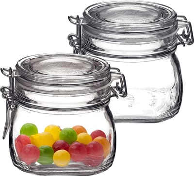 Bormioli Rocco Voorraad/weckpot - 2x - glas - transparant - 10 x 10 cm - 500 ml