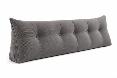 CINK Living Rugkussen 160 cm - Driehoekig Hoofdbordkussen - Voor Bed en Bank - Teddy Fleece - Grijs - 160 x 50 x 20 cm