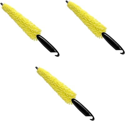 3 stuks - Schoonmaakborstel - velgenborstel - Auto velgen borstel - Autoreiniger - zwart,geel - Velgschoonmaker - Velgenreiniger - 29*5.5 cm - kunststof