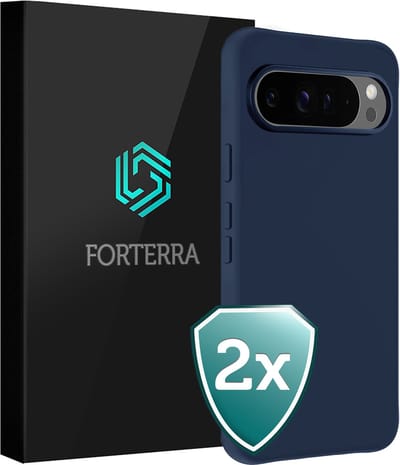 Hoesje 2 Stuks - Geschikt voor Google Pixel 9 Pro - Sterk & Shockproof - Back Cover - Case Siliconen - Telefoon Hoes - Donkerblauw