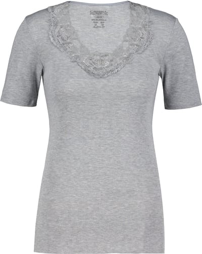 Toker Dames Shirt met kant - Grijs - 100% katoen - Maat 36/38