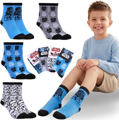 DISNEY Star Wars Set sokken, drukvrije lange jongenssokken – set van 4 paar, OEKO-TEX
