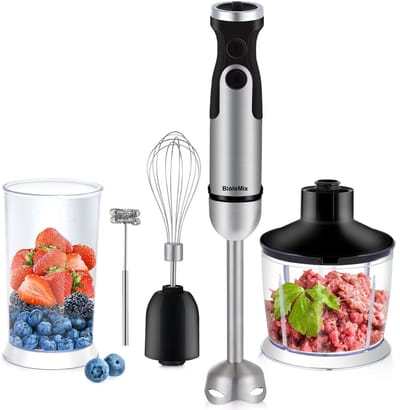 Noordvale Staafixer 1200W - 5 in 1 Blender met Smoothiebeker - Gehaktmolen - Garde - Groentehakker - Roestvrijstaal - Zwart