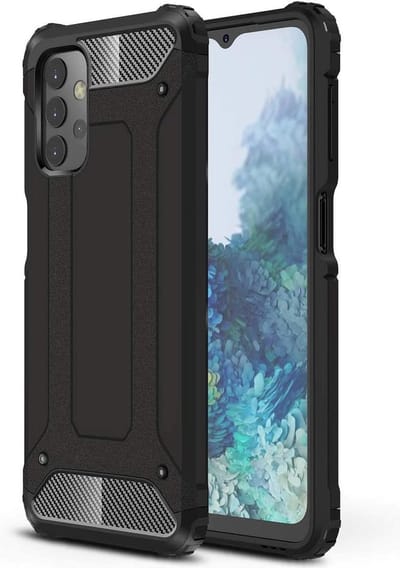 HB Hoesje Geschikt voor Samsung Galaxy A32 5G - Zwart - Anti-Shock Hybrid Armor Back Cover