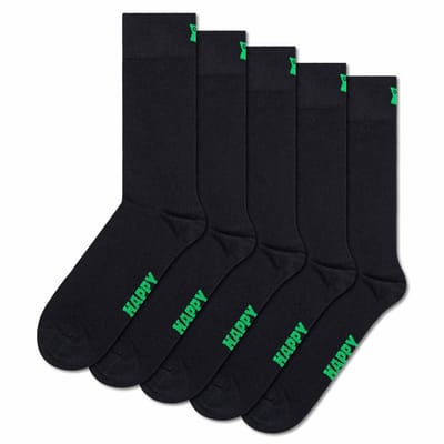 Happy Socks 5paar sokken - Heren & Dames - Maat 36-40 - Effen kleur zwart