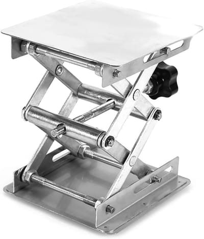 Heftafel Schaarrek - Laboratoriumlift Verstelbaar - Wetenschappelijk Onderzoek - Roestvrij Staal - 100x100mm - Zilver