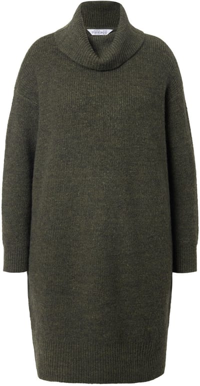 Studio Untold - Dames - Gebreide mini-jurk oversized colkraag lange mouw - Palmboomgroen - Maat 42+