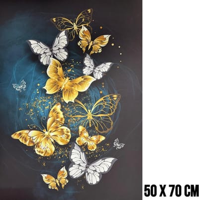 Allernieuwste.nl® Canvas Schilderij Vlinderfamilie 2 - 50 x 70 cm - Kleurrijke Natuur Wanddecoratie – Dieren – Muurdecoratie