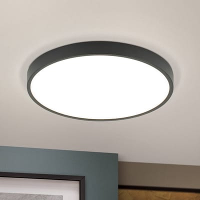 ORION Bully LED plafondlamp in zwart, 3.000 K, Ø28cm